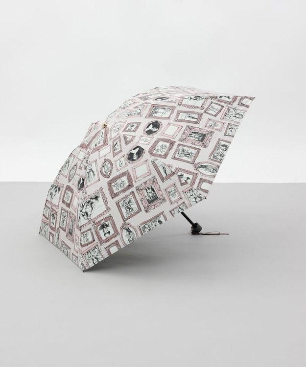 AURORA 【 Beaurance （ビューランス）】プリント額縁柄晴雨兼用傘（折りたたみ傘） ペールピンク