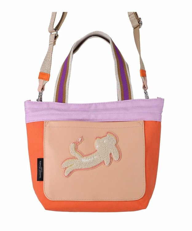 tsumori chisato CARRY キラミックスコンビ トートバッグ 2wayショルダー ネコ Sサイズ オレンジ
