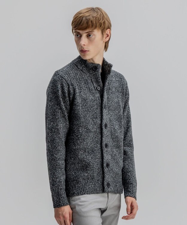 JOSEPH HOMME 【WEB・一部店舗限定  】 シャギーメランジ　ハイネックカーディガン ブラック系