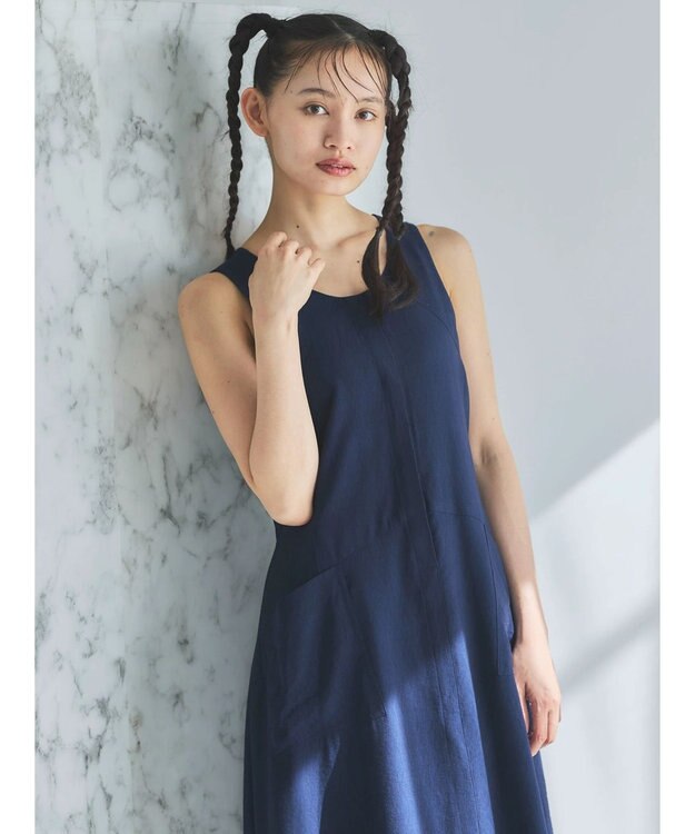 Green Parks ■ＥＳＣＡＲ　キリカエノースリーブワンピース Navy