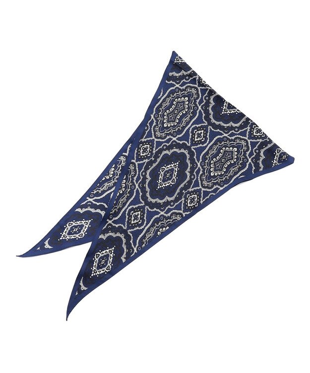 23区 オーナメントプリント スカーフ ネイビープリント