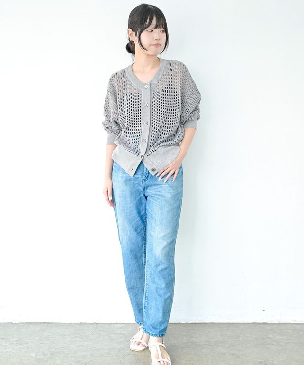 caqu FS linen ankle tapered アンクル丈 テーパードボーイフィットリネンデニム 3years