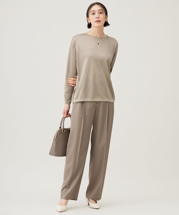 自由区 L 【カタログ掲載・洗える】TWラチネストレッチワイド パンツ モカ