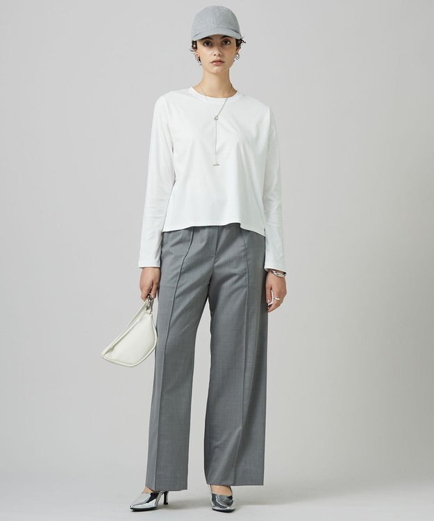 ICB 【洗える】Ｔ/Wブロード ワイドストレートパンツ ライトグレー系