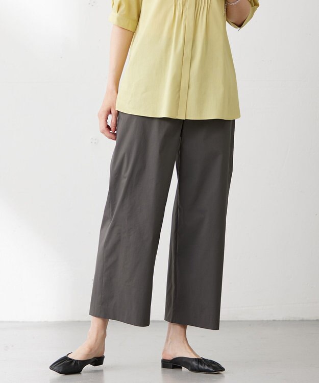 J.PRESS LADIES S 【洗える】ウェザーバイオエアフロー ワイド パンツ グレー系