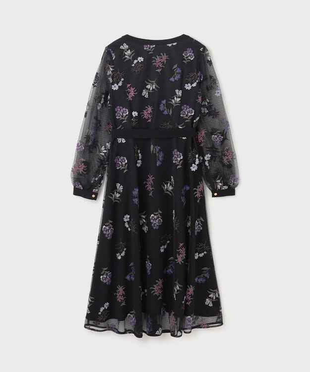 GRACE CONTINENTAL チュールフラワー刺繍ワンピース ブラック