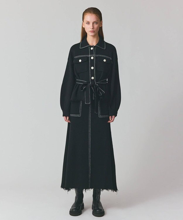 GRACE CONTINENTAL ミラノリブロングスカート ブラック