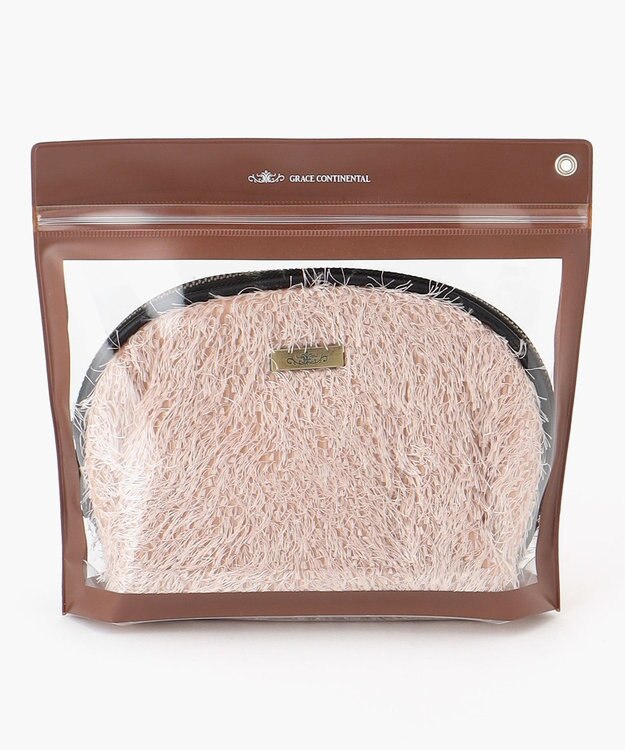 GRACE CONTINENTAL Fabricシェルポーチ-AW ピンク