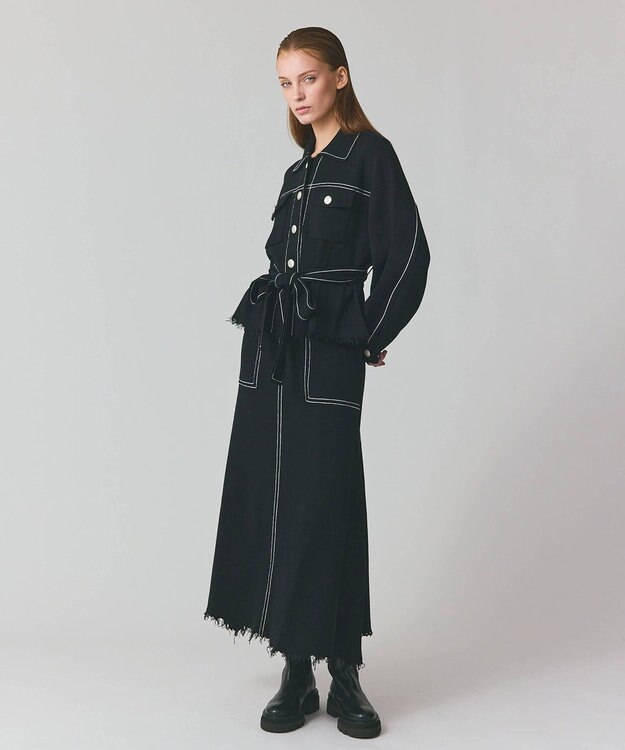 GRACE CONTINENTAL ミラノリブロングスカート ブラック