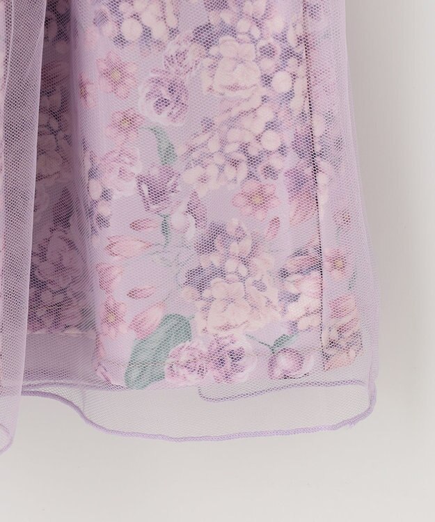 ANY KIDS 花柄ドッキングチュールワンピース ラベンダー系