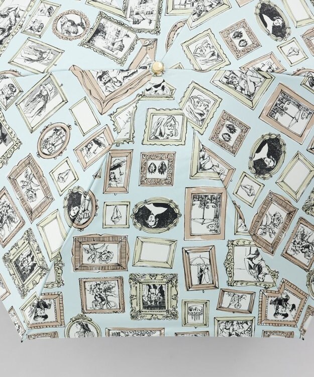 AURORA 【 Beaurance （ビューランス）】プリント額縁柄晴雨兼用傘（折りたたみ傘） ミントグリーン