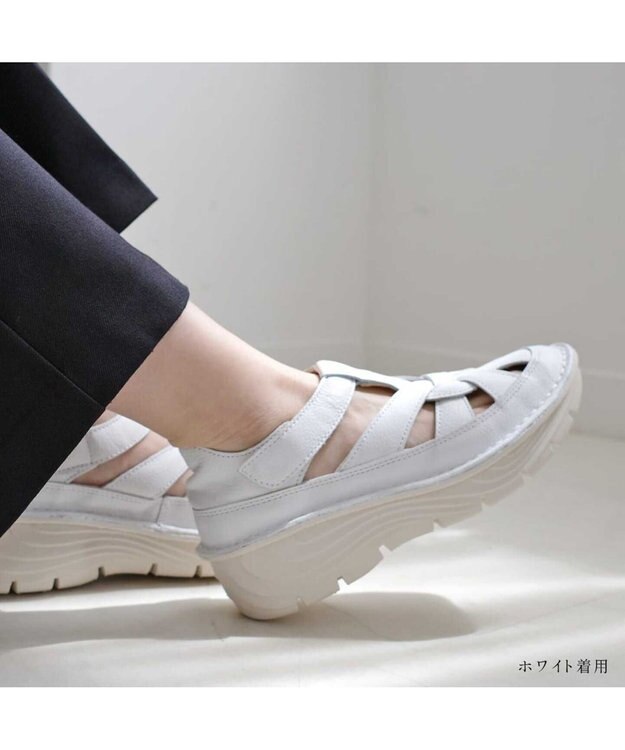 Pointer 本革編み込みグルカサンダル ホワイト