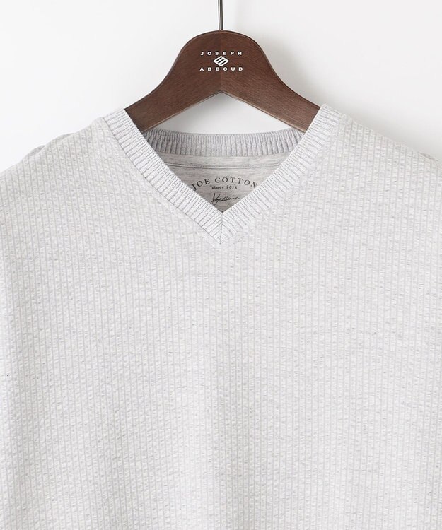 JOSEPH ABBOUD 【オーガニックコットン使用・日本製】JOEコットンサッカー Vネック Tシャツ ライトグレー系7