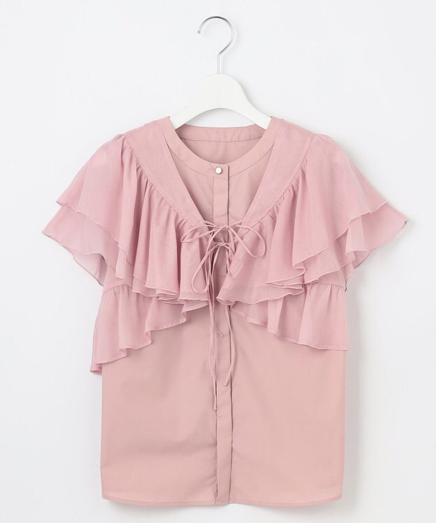 Feroux 【2WAY】フリルコンビ ブラウス ピンク系