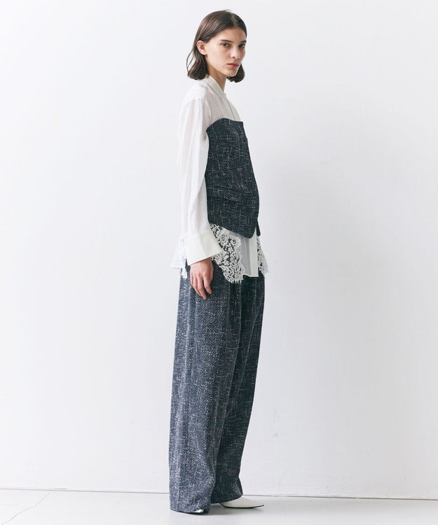 BEIGE， TRIPHANE / バックニットツイードビスチェ Navy Mix