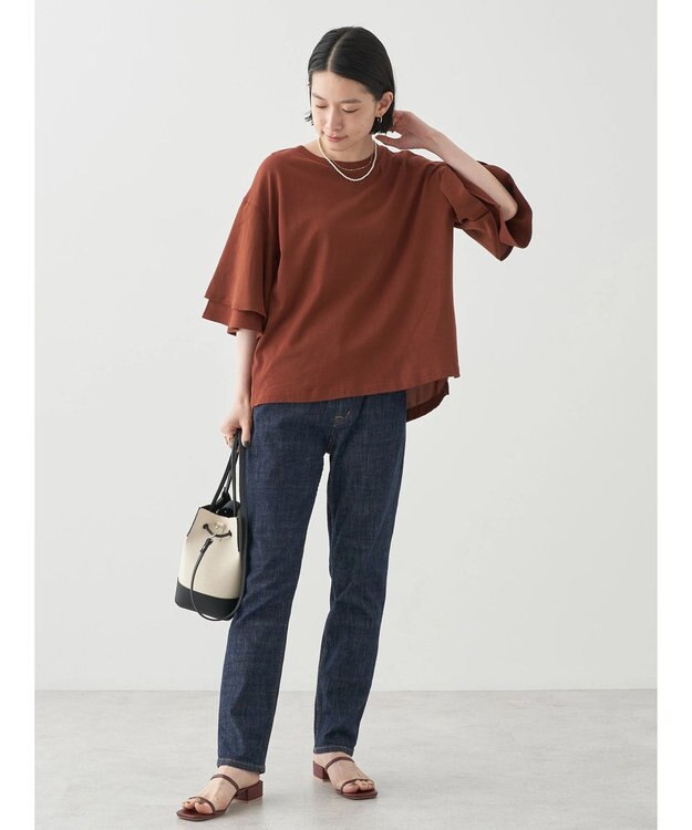 AMERICAN HOLIC 異素材スリーブプルオーバー Terracotta