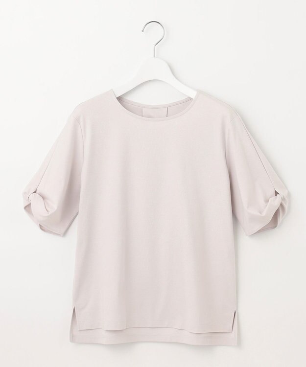 J.PRESS LADIES 【接触冷感・UVケア】コンパクトコットンスムース ツイストスリーブ カットソー ライトグレー系