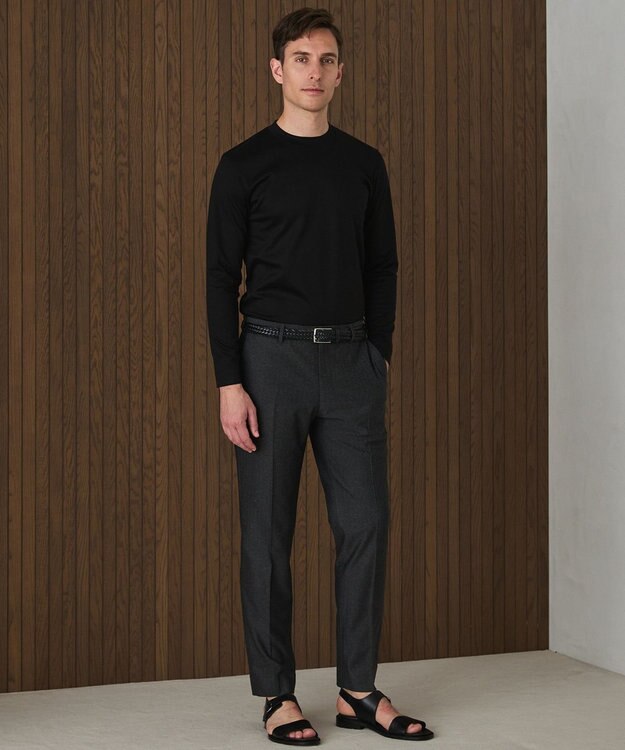 GOTAIRIKU 仕事で着られる 綿100％ 【洗える】カバーネック ドレスTシャツ_ロング ホワイト系