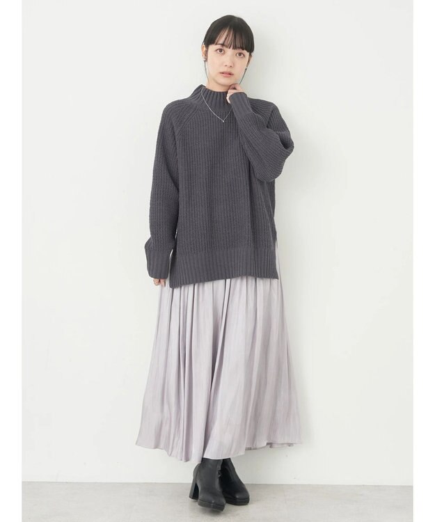 earth music&ecology マットベロアモールチュニック Dark Gray