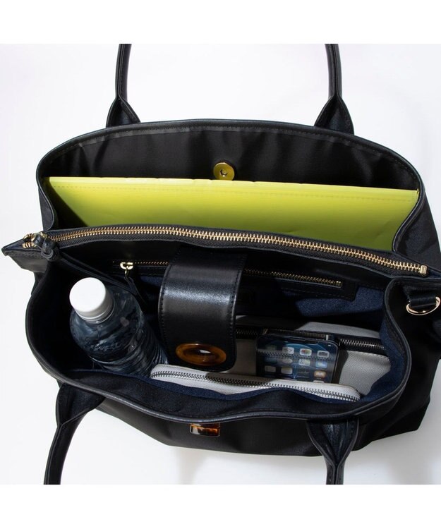 UNBILLION ペルケ perche / ナイロン×牛革付属ユーティリティ2wayトート ブラック