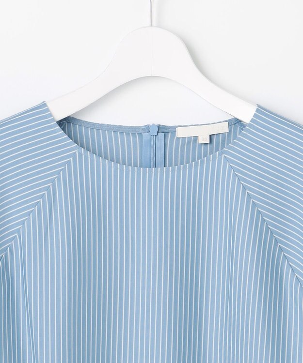 自由区 S ストライプコットンタイプライター サックス×オフ