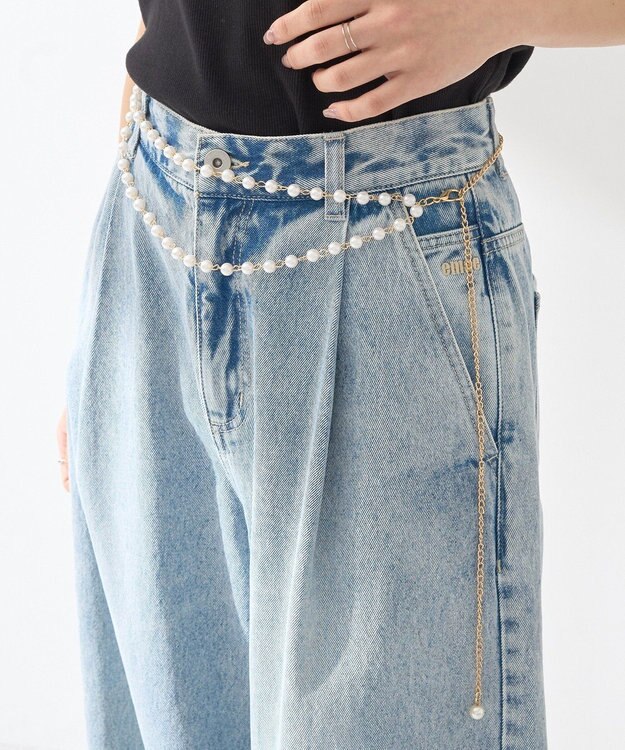 earth music&ecology パールチェーンベルト Gold