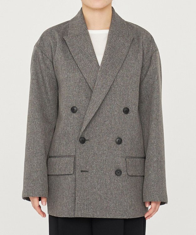 uncrave 【手洗い可】ウォッシャブル ツイード ジャコット（uncrave STANDARD） グレーツイード