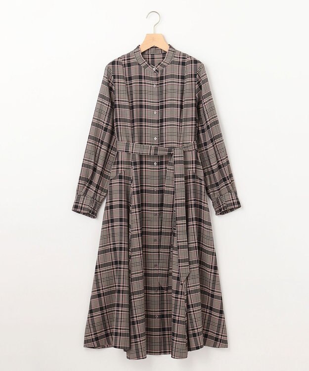 組曲 L シアーツイルチェック ワンピース ベージュ系3