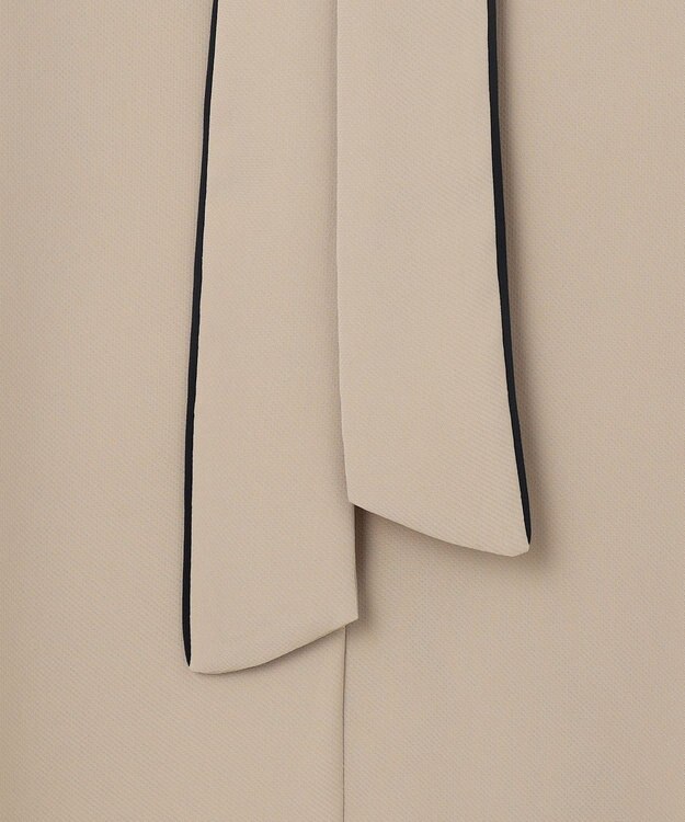 ICB L 【人気のため新色追加・接触冷感・UVケア・洗える】BackSatinAmunzen 5分袖配色ボウタイブラウス クリームブラウン系