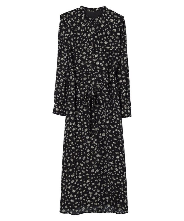 earth music&ecology キンモクセイ柄ワンピース Black
