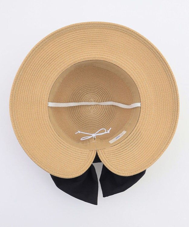 ANY KIDS 【UVカット】【日よけ付き】リボンブレードハット モカ×ブラックリボン