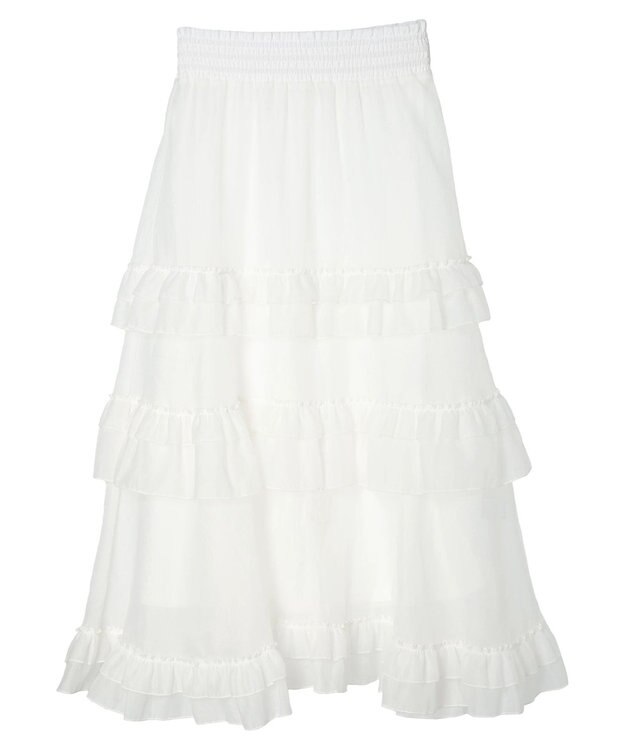 Green Parks ・ＥＬＥＮＣＡＲＥ　ＤＵＥ　シアーフリルティアードスカート Off White