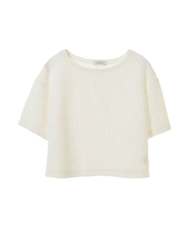 earth music&ecology ホイップ風ジャガードプルオーバー Ivory