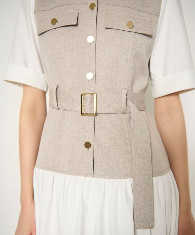 GRACE CONTINENTAL レイヤードコンビワンピース ベージュ