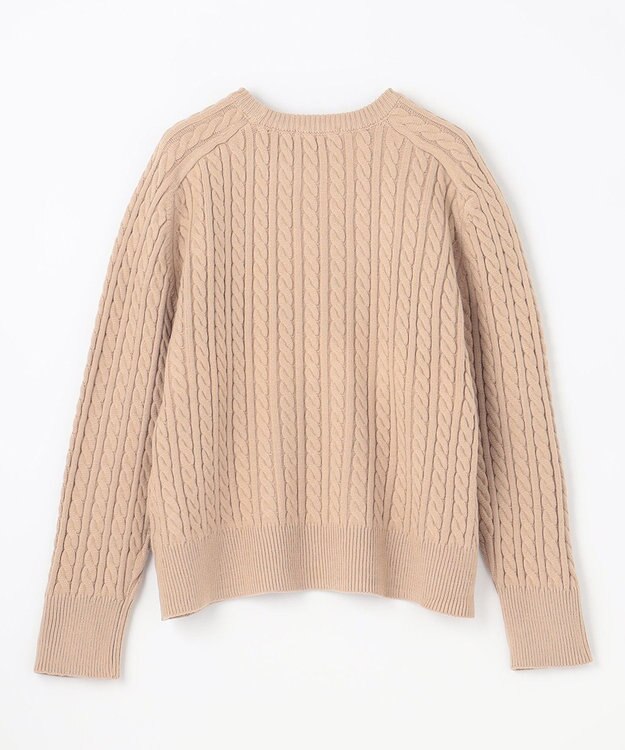 ANY L 【洗濯機可】クロップド丈ケーブルニット ベージュ