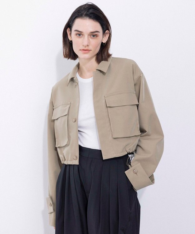 NAVE 【Nave・セットアップ可/洗える/撥水】スパンツイル ショートジャケット カーキ系