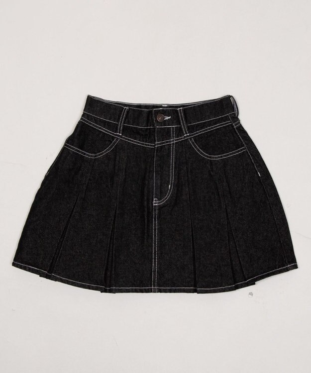 WEGO デニムプリーツミニスカート デニムブラック