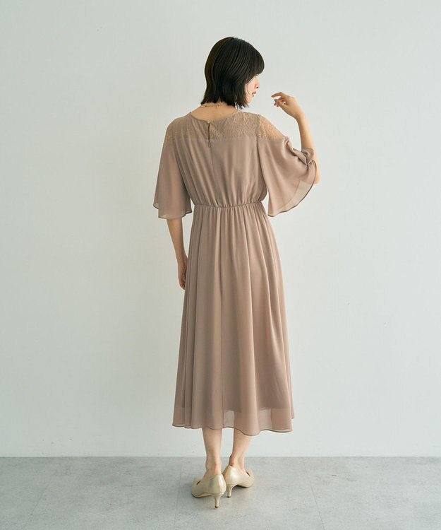 YECCA VECCA レース切替シフォンドレス Beige