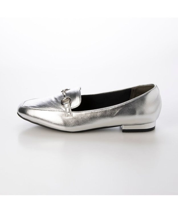 MODE ET JACOMO <noyau>スクエアトゥビット付きヒールローファー シルバー