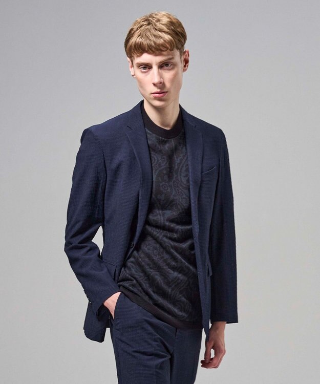 JOSEPH HOMME 新色追加【セットアップ対応】トリコサッカーストレッチ　 ジャケット ネイビー系