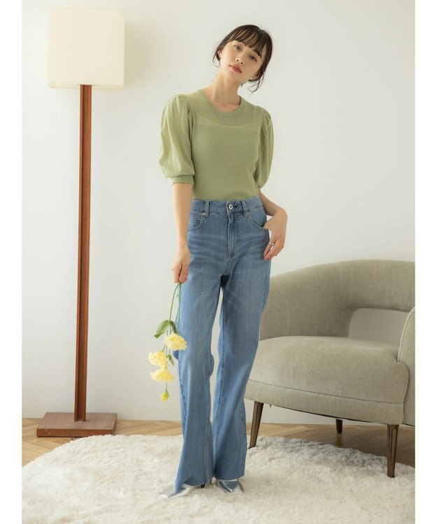 earth music&ecology シアーパワショルニットプルオーバー Mint