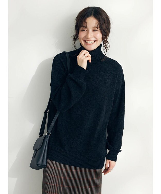 CRAFT STANDARD BOUTIQUE 洗えるコードモールタートルネックプルオーバー Black