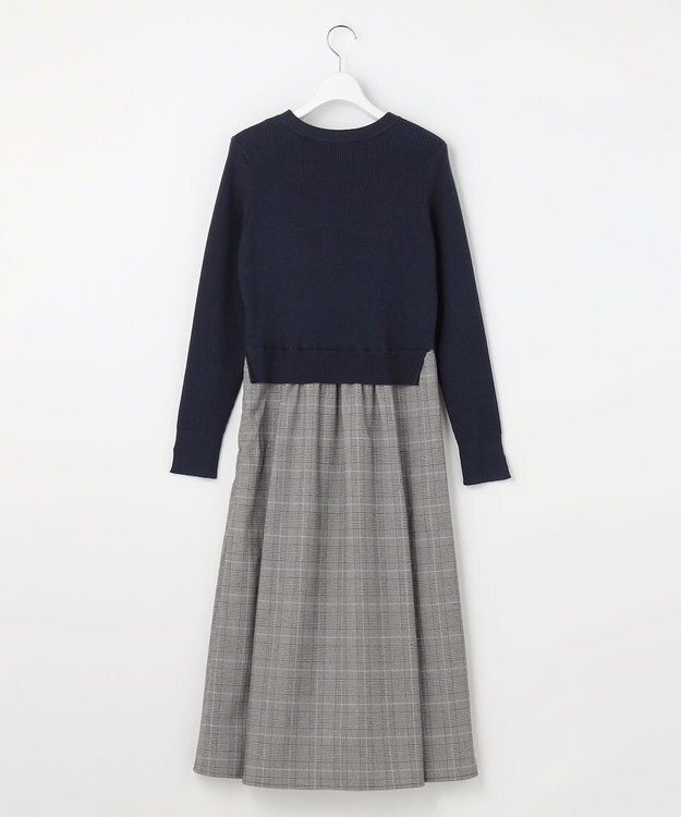 ANY SIS S ドッキングニット ワンピース ネイビー