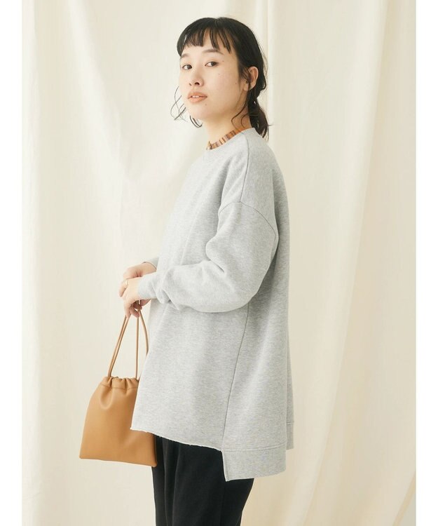 CRAFT STANDARD BOUTIQUE 裏起毛クルーネックチュニック Gray Mixture