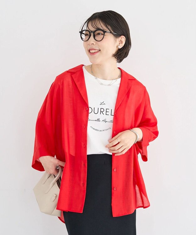 Green Parks 開襟シアーシャツジャケット Red