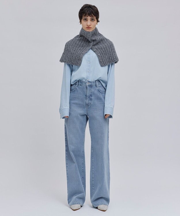 BEIGE， 【洗える】DELAUP / ダンガリー風コットンデニムシャツ L.Indigo