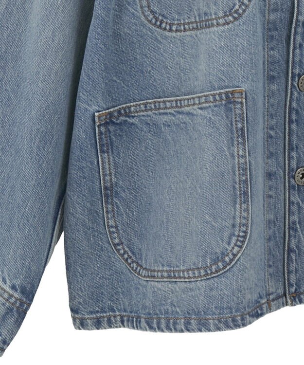 AMERICAN HOLIC ノーカラーデニムカバーオール Light Indigo