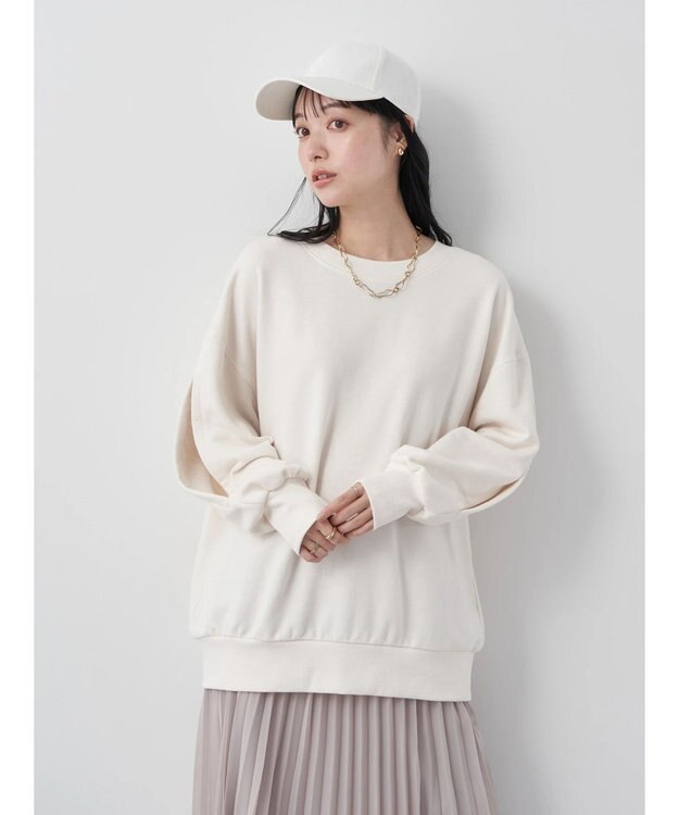 earth music&ecology 袖スリットスウェット Ivory