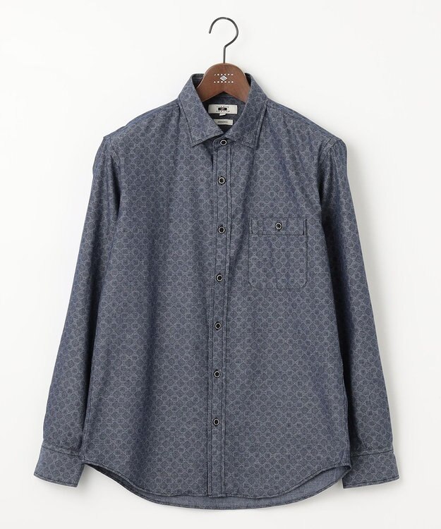 JOSEPH ABBOUD 【オーガニックコットン】ダンガリープリント シャツ ネイビー系5