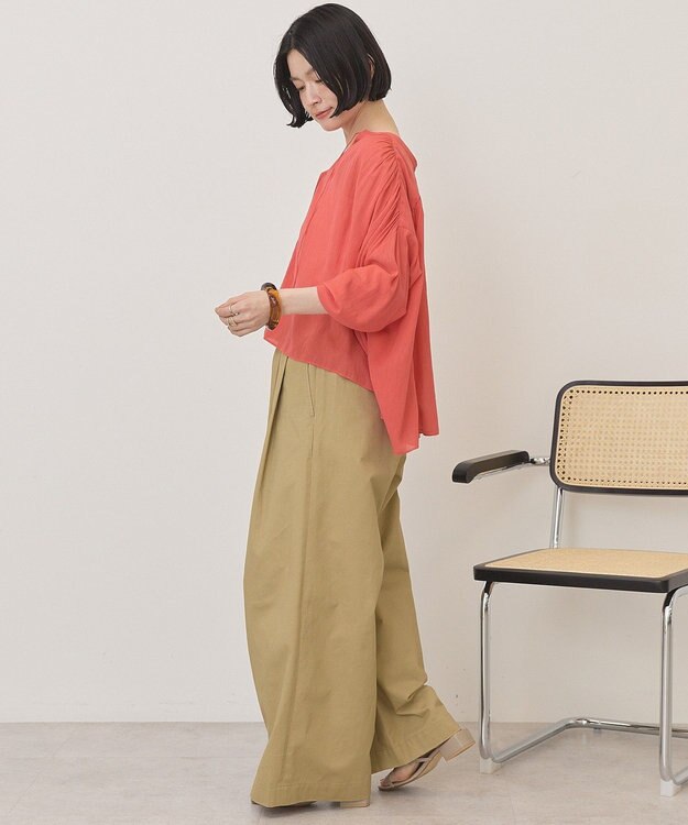 AMERICAN HOLIC スキッパーギャザーブラウス Red